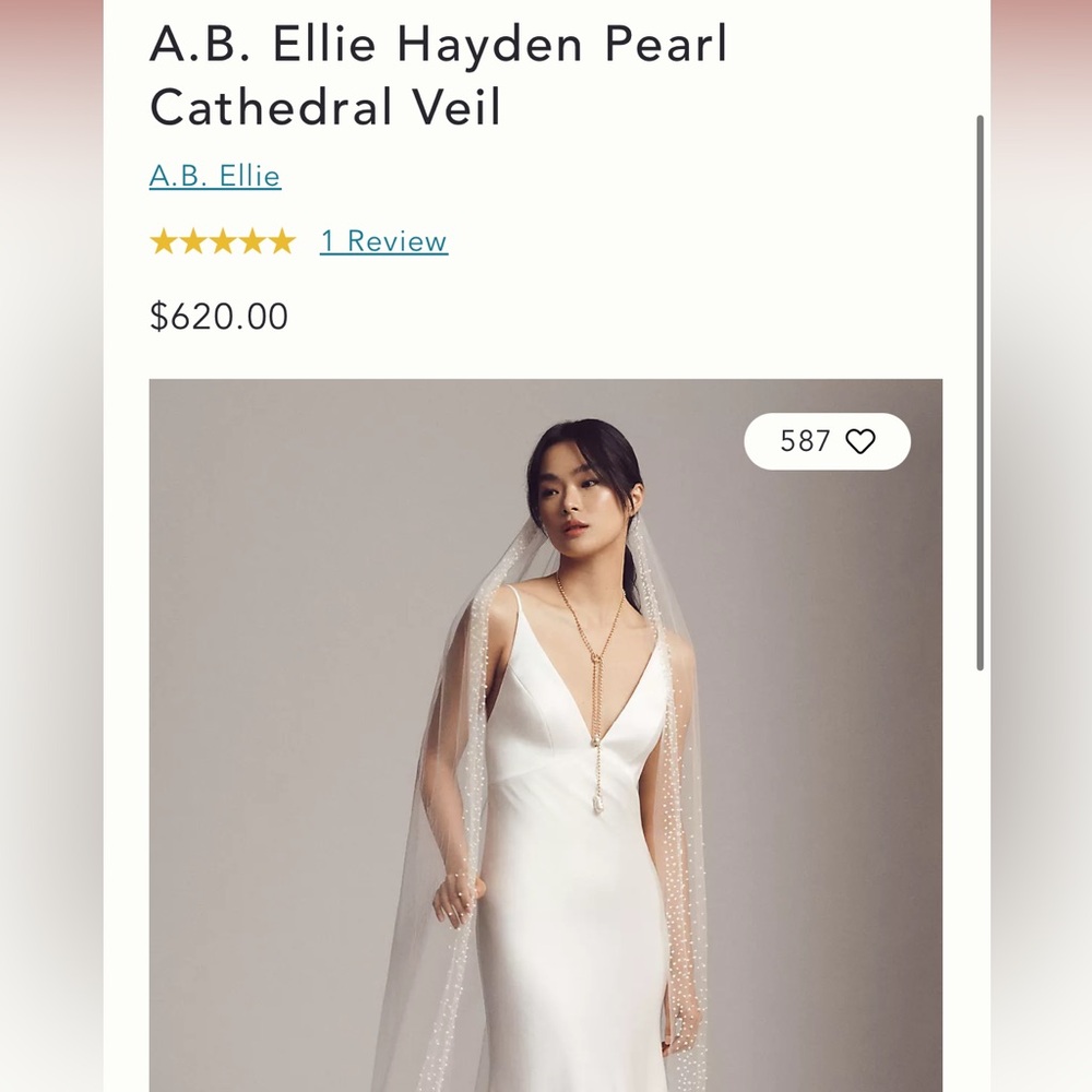 A.B Ellie Hayden Pearl Cathedral Veil